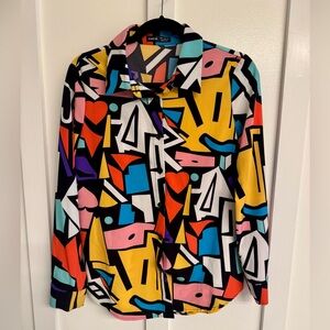 Bold Graphic Print Button-Up Shirt